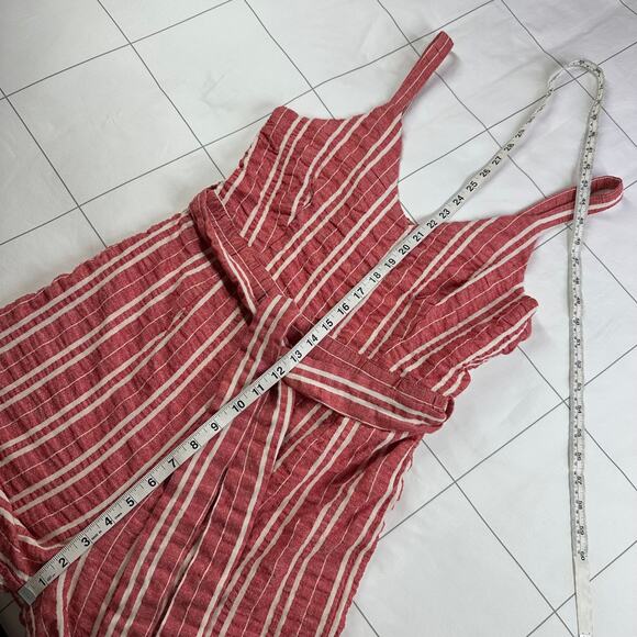 Anthropologie Ett Twa Jumpsuit Womens Small Red Robin Seersucker Stripe Belt Tie - Picture 11 of 14